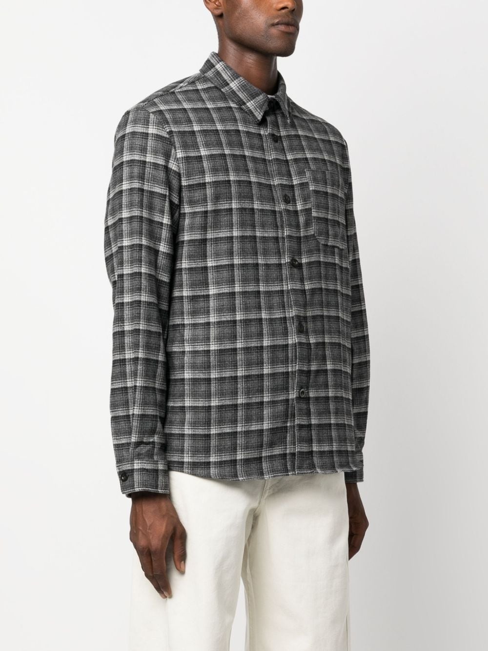 checked wool-blend shirt - 3