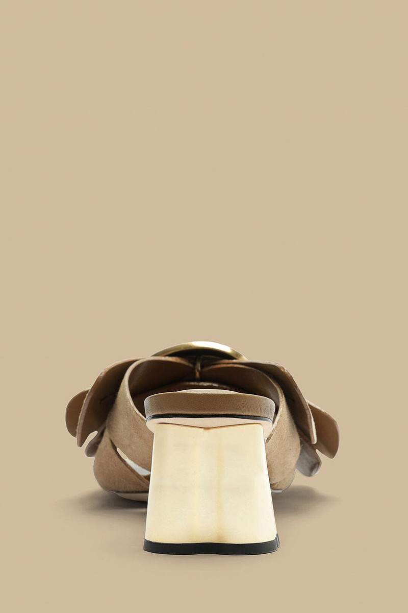 Taupe Daisy Heeled Mule 4
