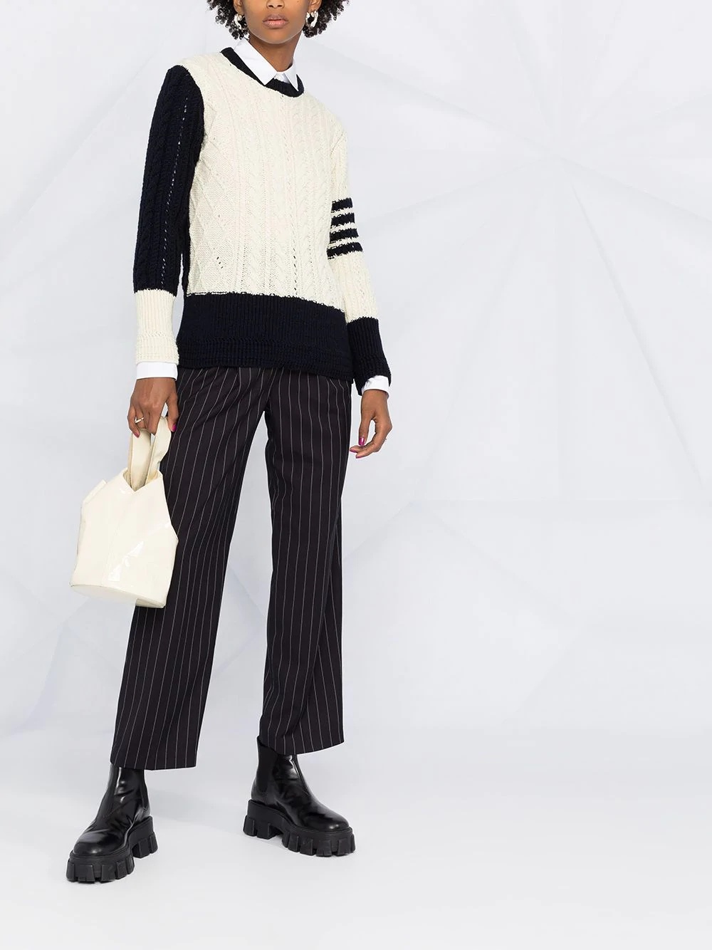 4-Bar stripe cable-knit jumper - 2