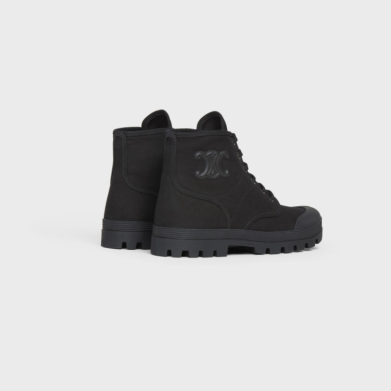 CELINE PATAPANS LACE UP BOOT WITH TRIOMPHE PATCH in CANVAS outlook