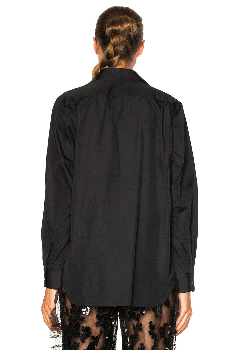 Black Emblem Cotton Button Down - 4