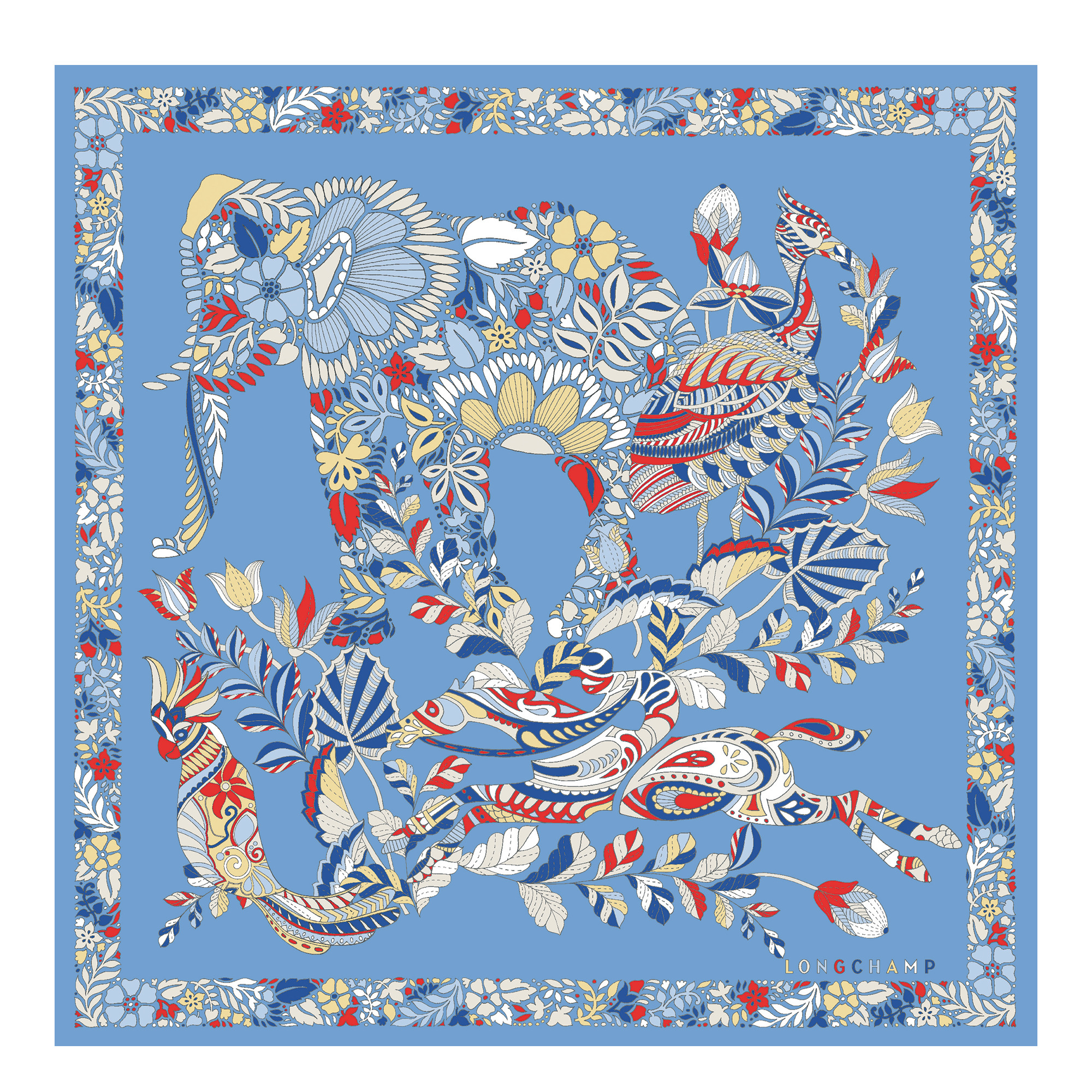 Forêt Longchamp Silk scarf 50 Sky Blue - Silk - 1