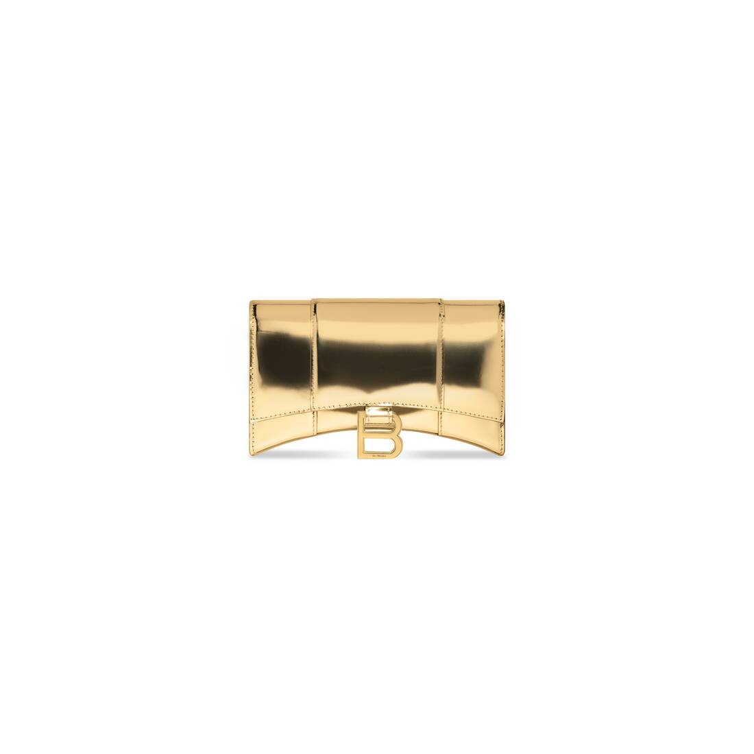Women's Hourglass Wallet On Chain Mirror Effect in Gold - 5