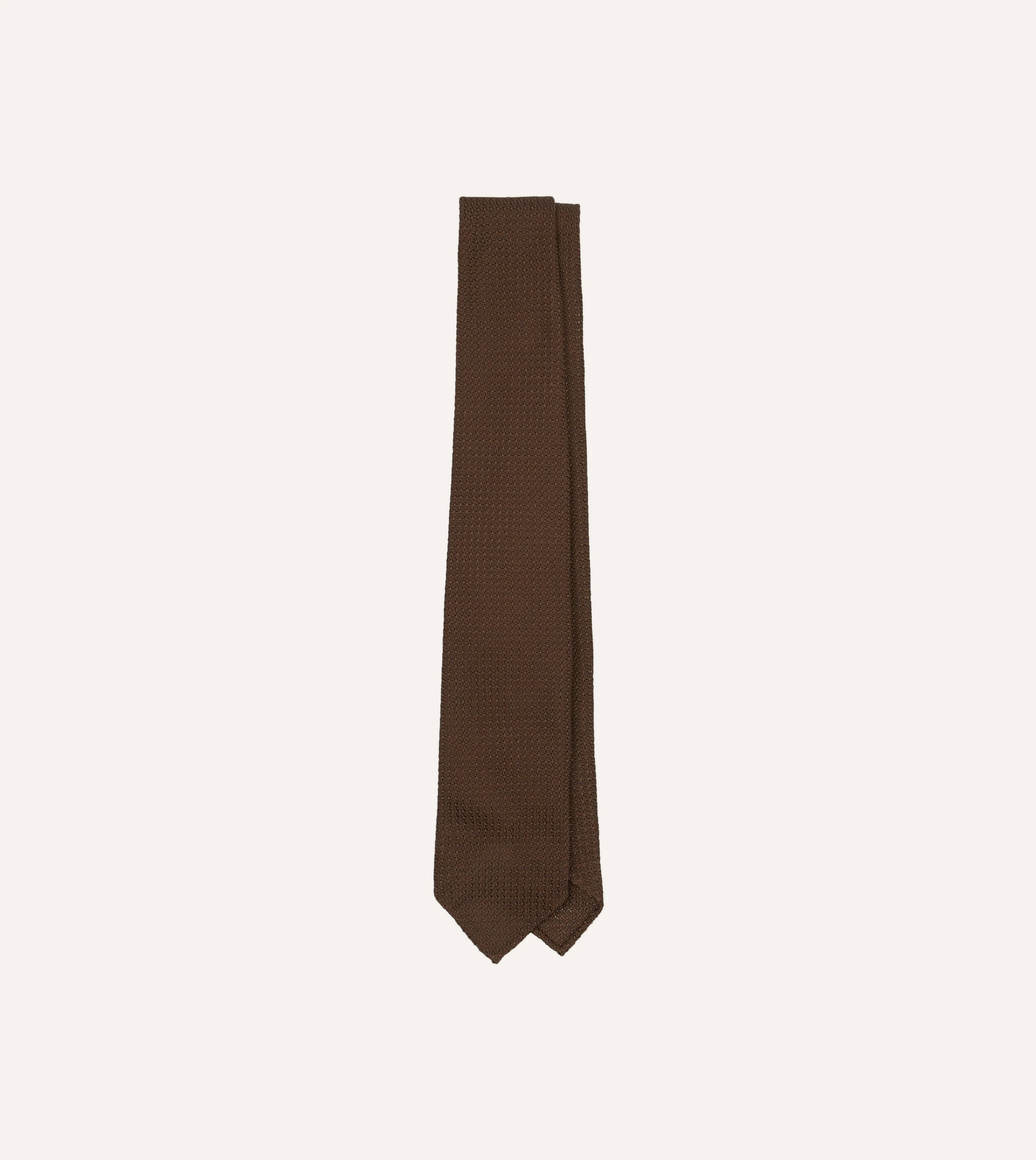 Brown Hand Rolled Large Knot Grenadine Tie - 1