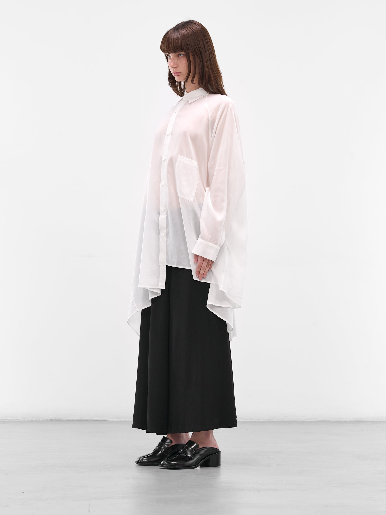 White Raglan Draped Asymmetric Shirt - 2