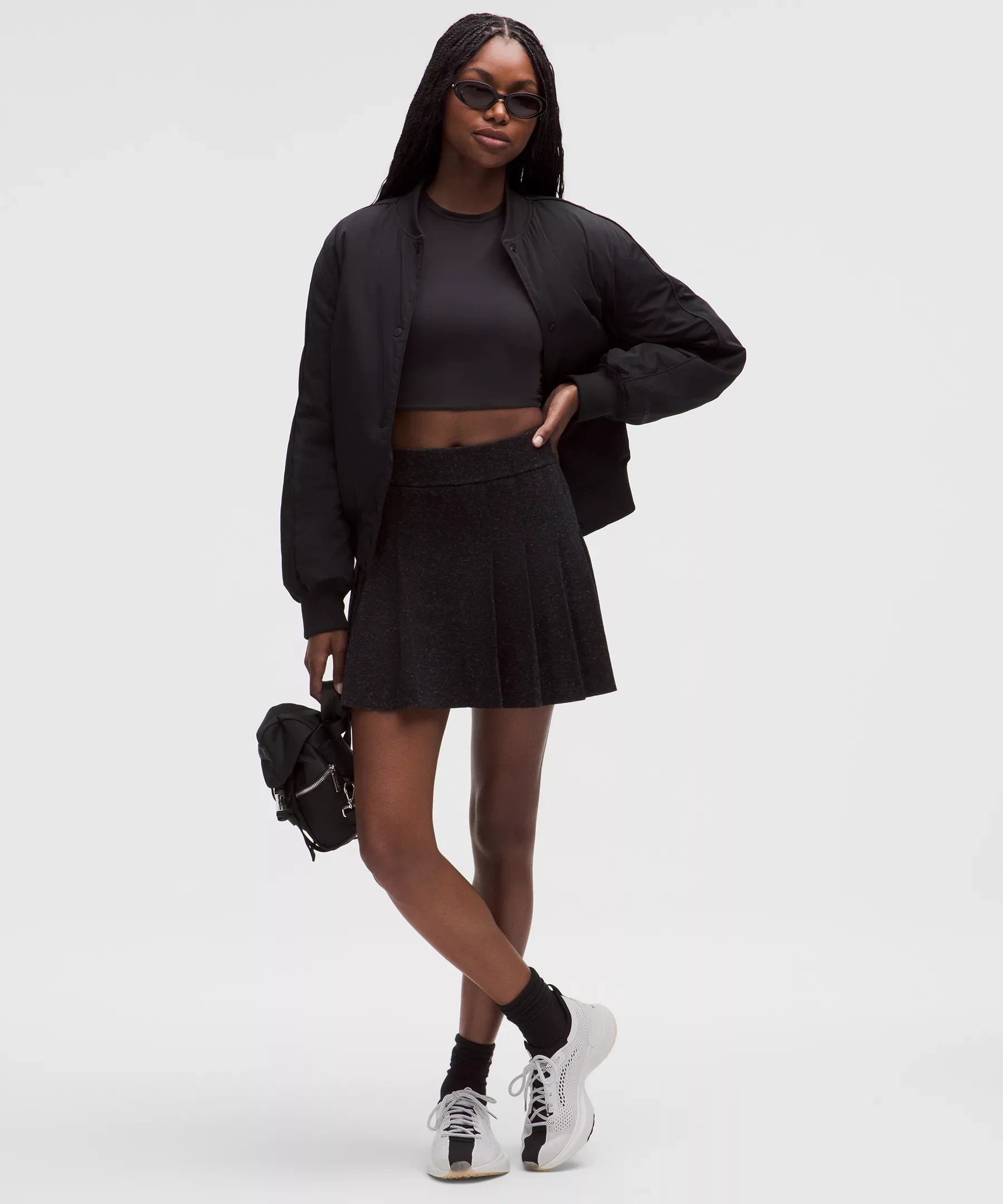 Ribbed Merino Wool Mid-Rise Pleated Skirt - 1