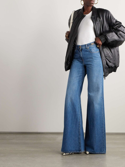 VERSACE Embellished high-rise wide-leg jeans outlook