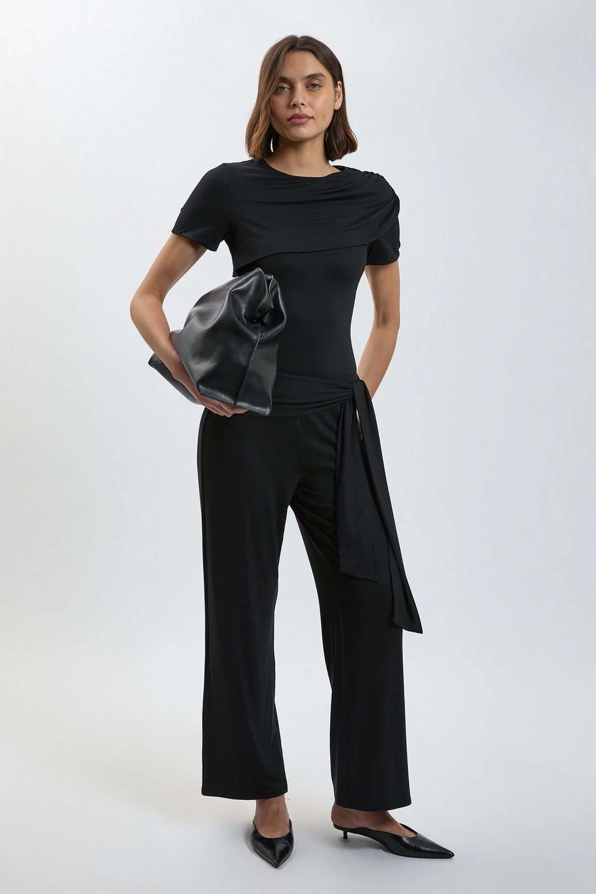 Viscose Jersey Tie Waist Trouser - 1