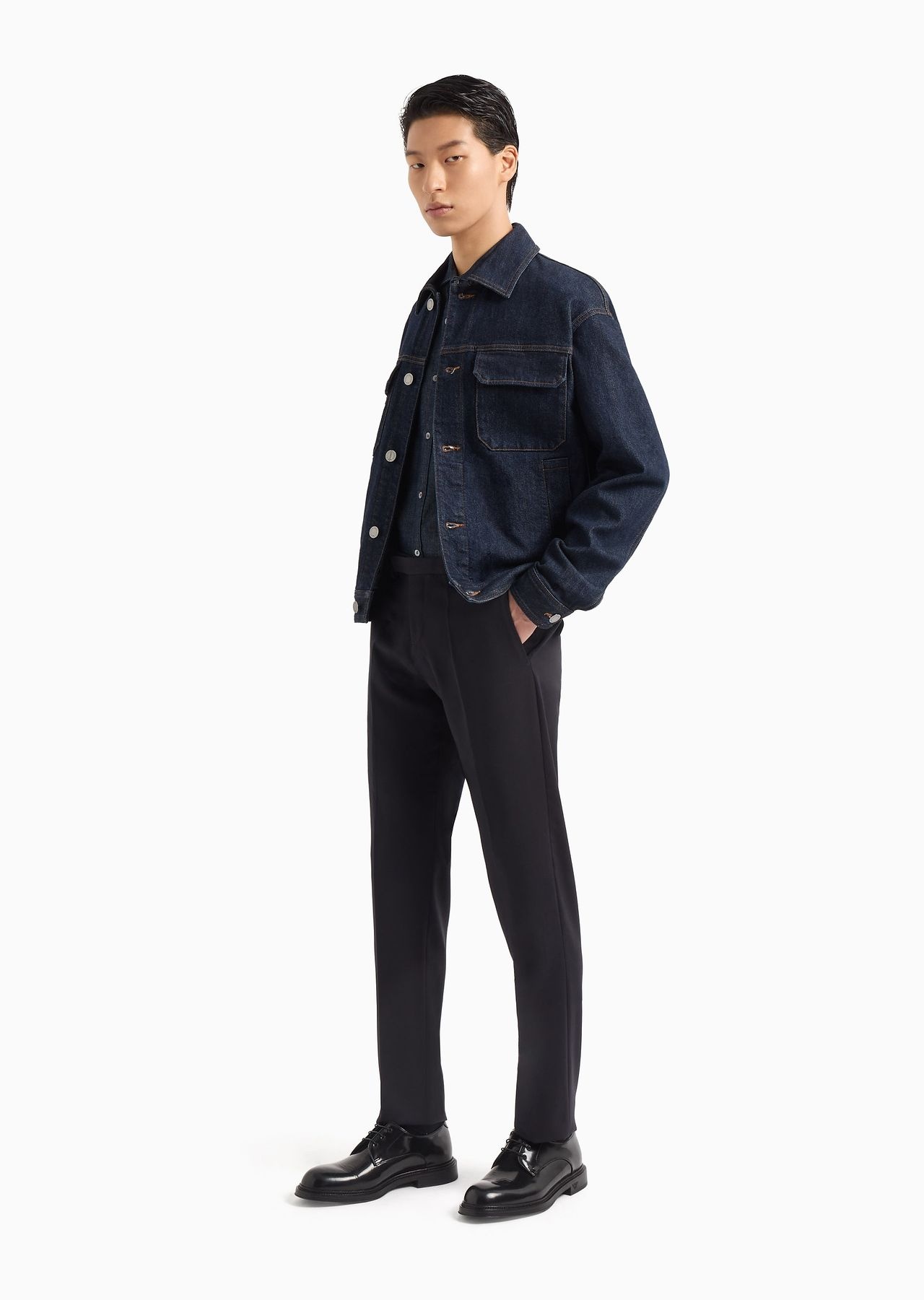 Rinse-washed denim jacket - 4