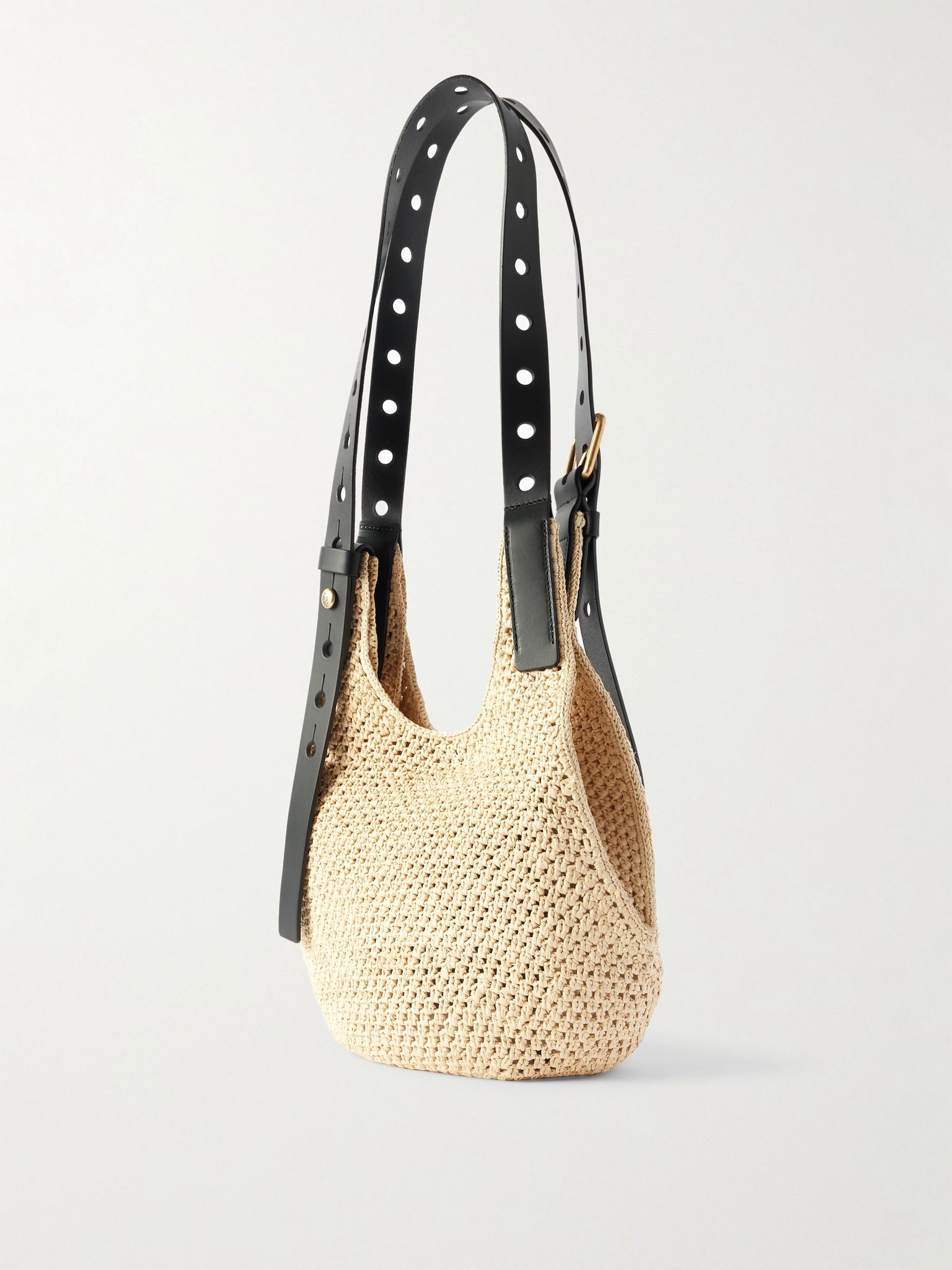 + Paula's Ibiza Leather-Trimmed Woven Raffia Tote Bag Neutral - 3