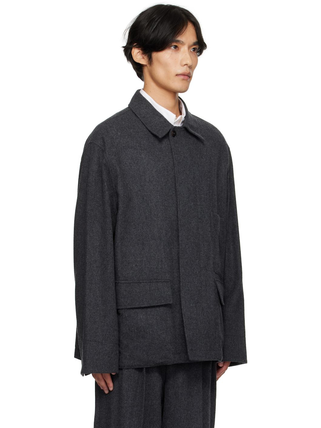 Gray Wool Field Jacket - 2