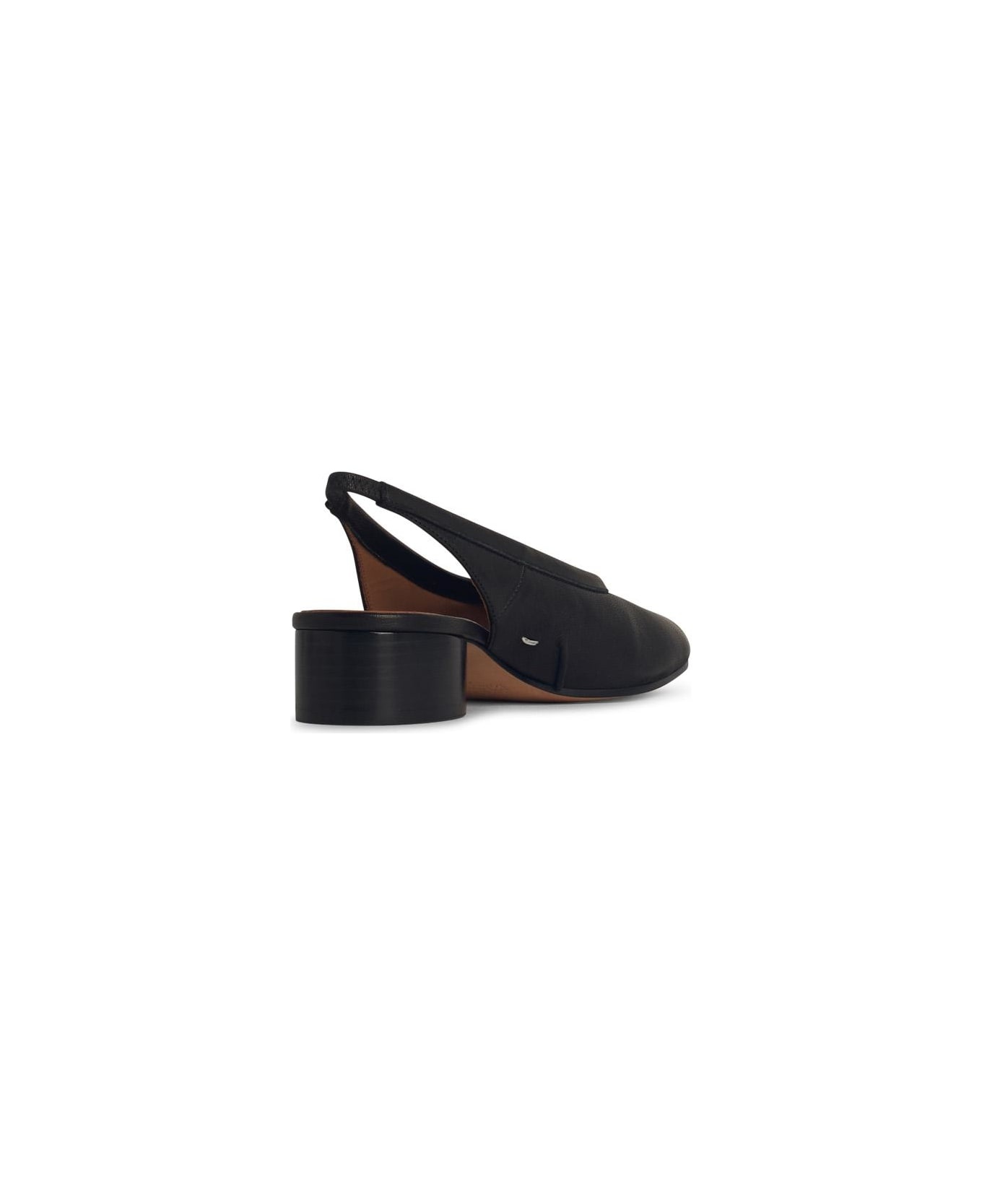 'tabi' Black Leather Ballet Flats - 3