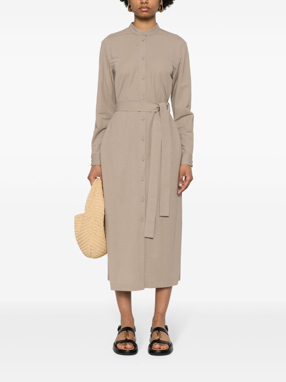belted shirt midi dress - 2