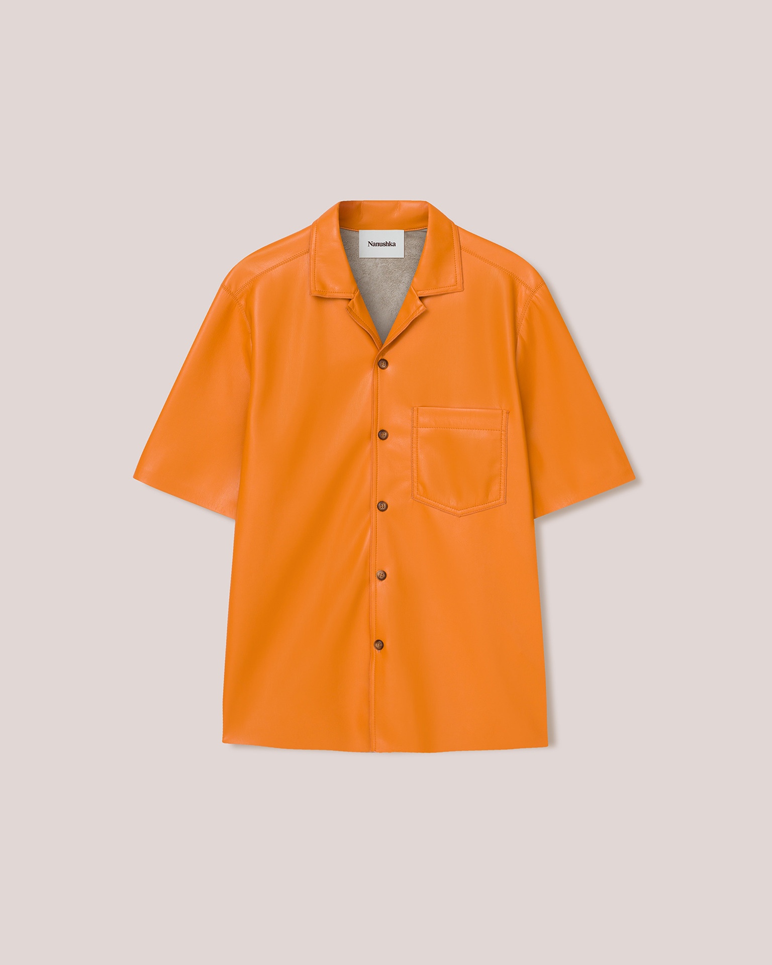 BODIL - Vegan leather shirt - Orange - 1