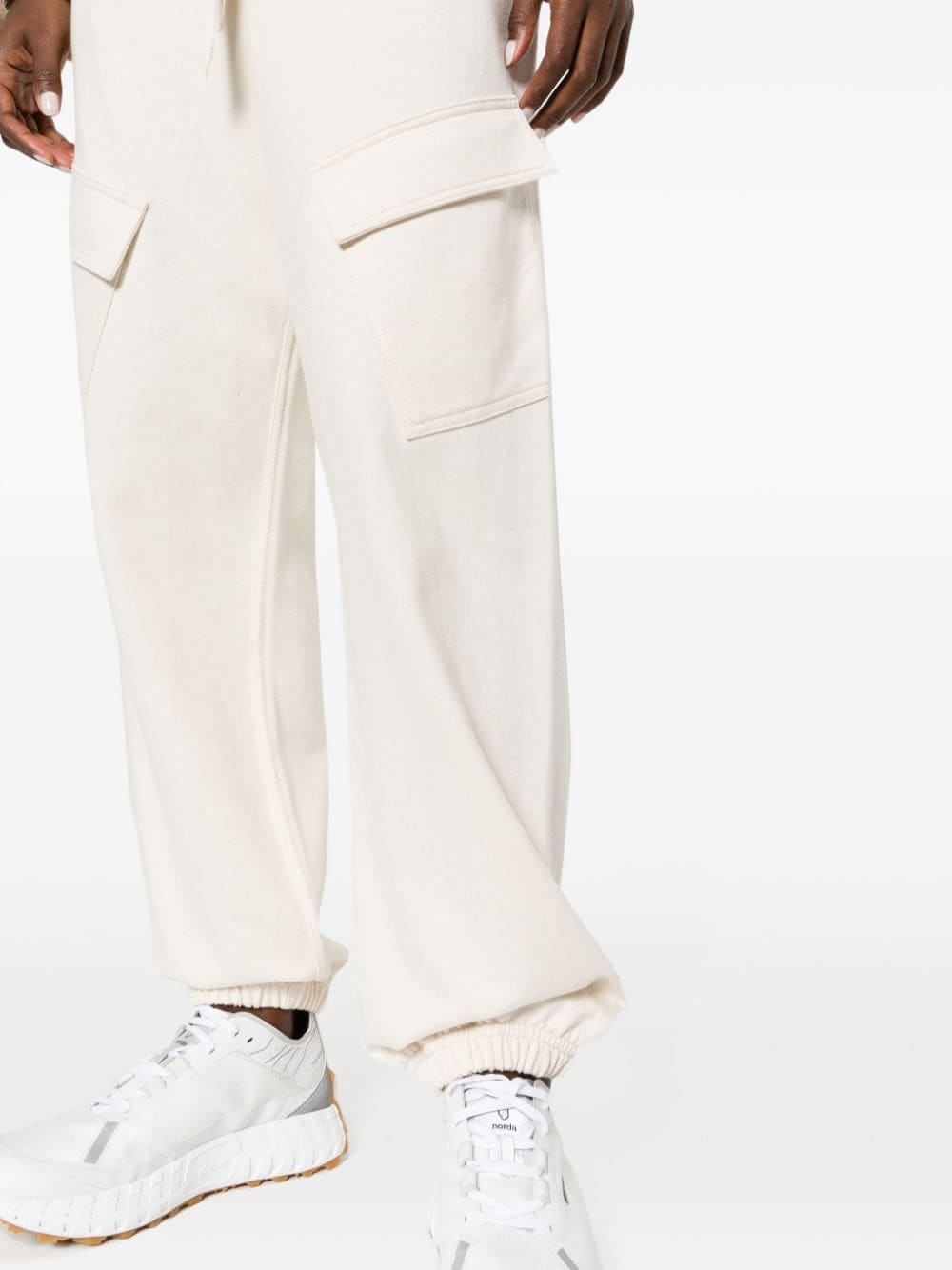 drawstring-waist cotton track pants - 5