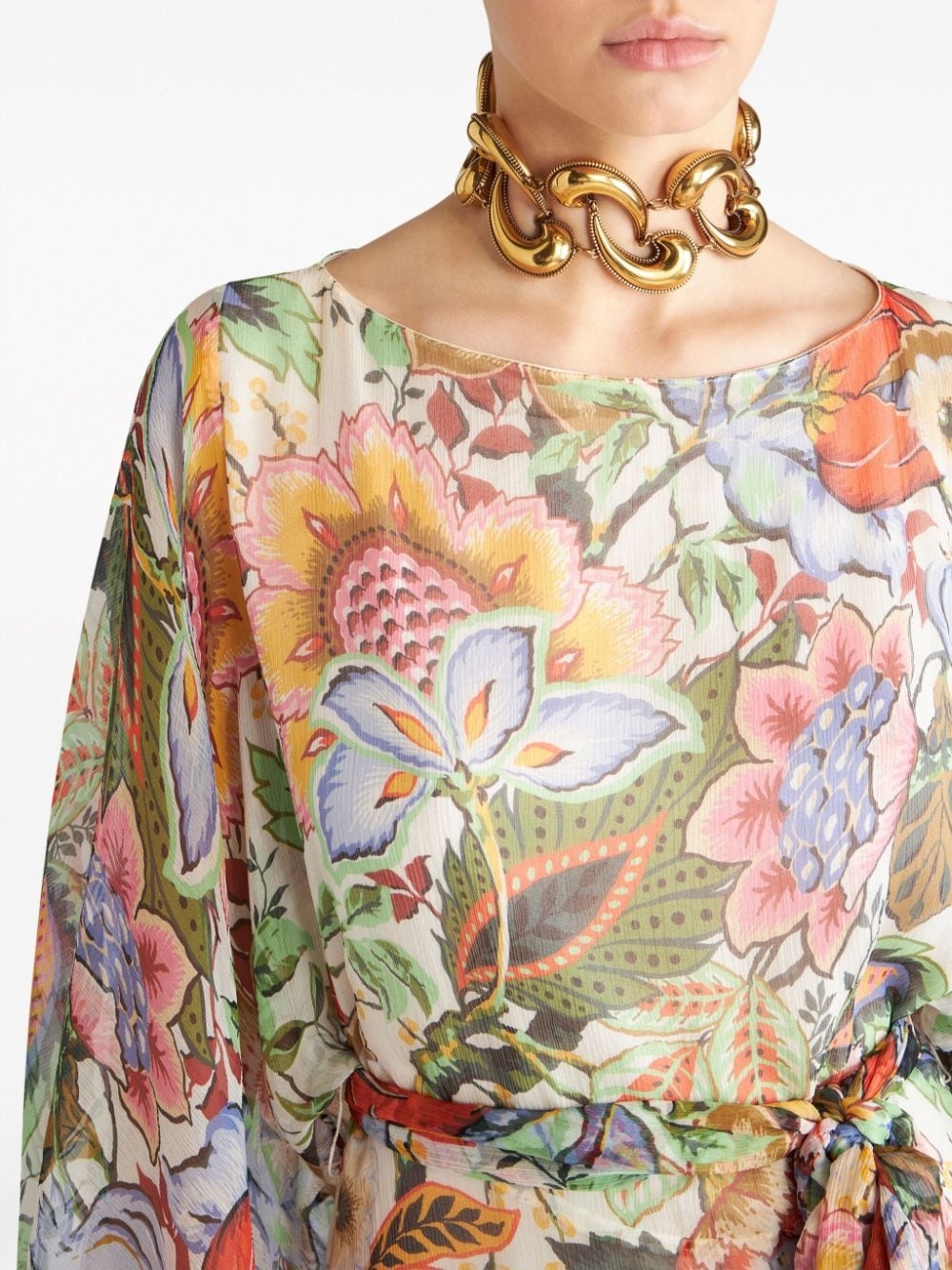 floral-print silk dress - 4