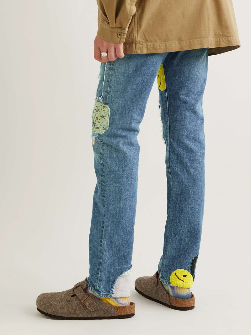 OKABILLY Straight-Leg Patchwork Embroidered Jeans 4