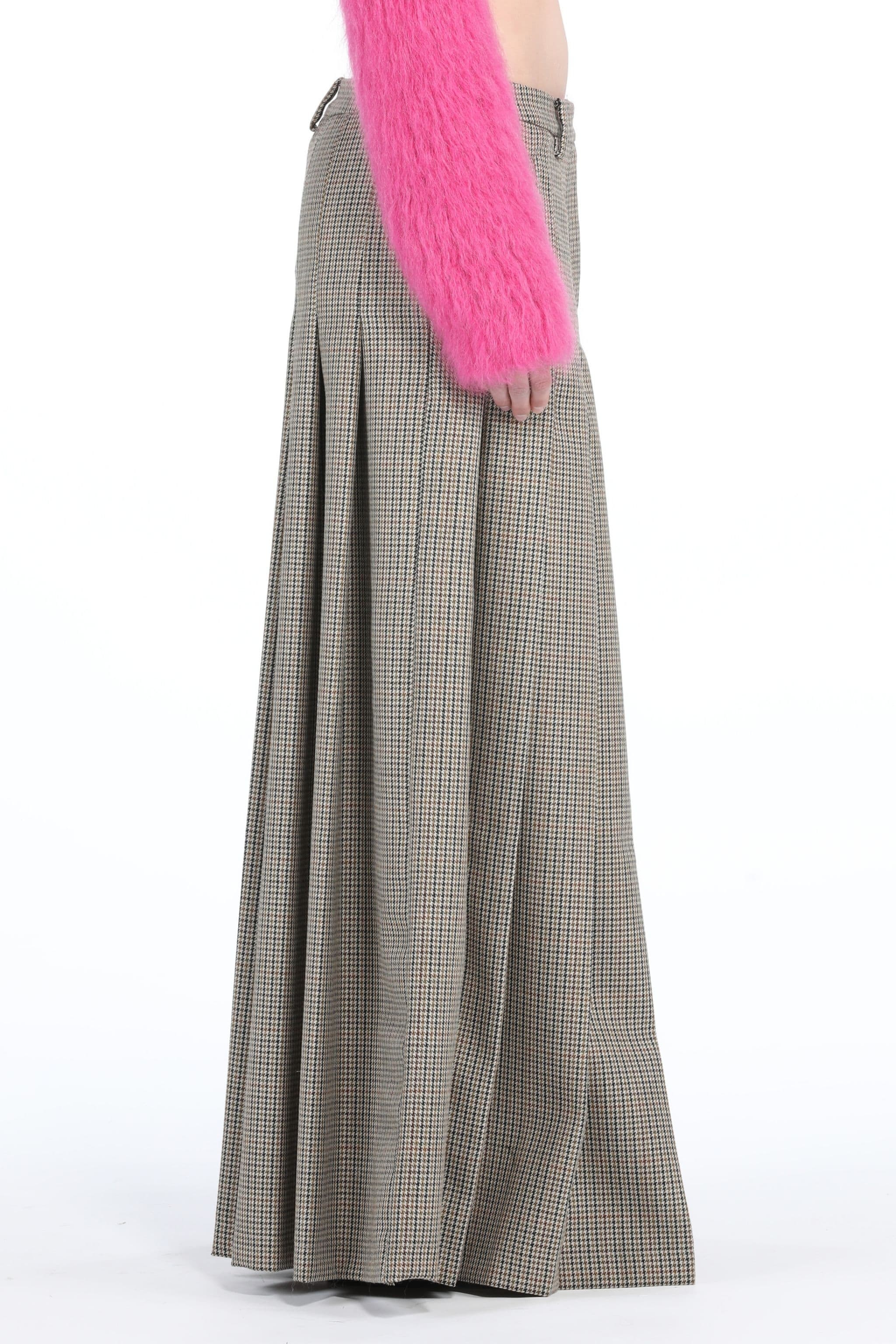 CHECKED PLEATED MAXI SKIRT - 3
