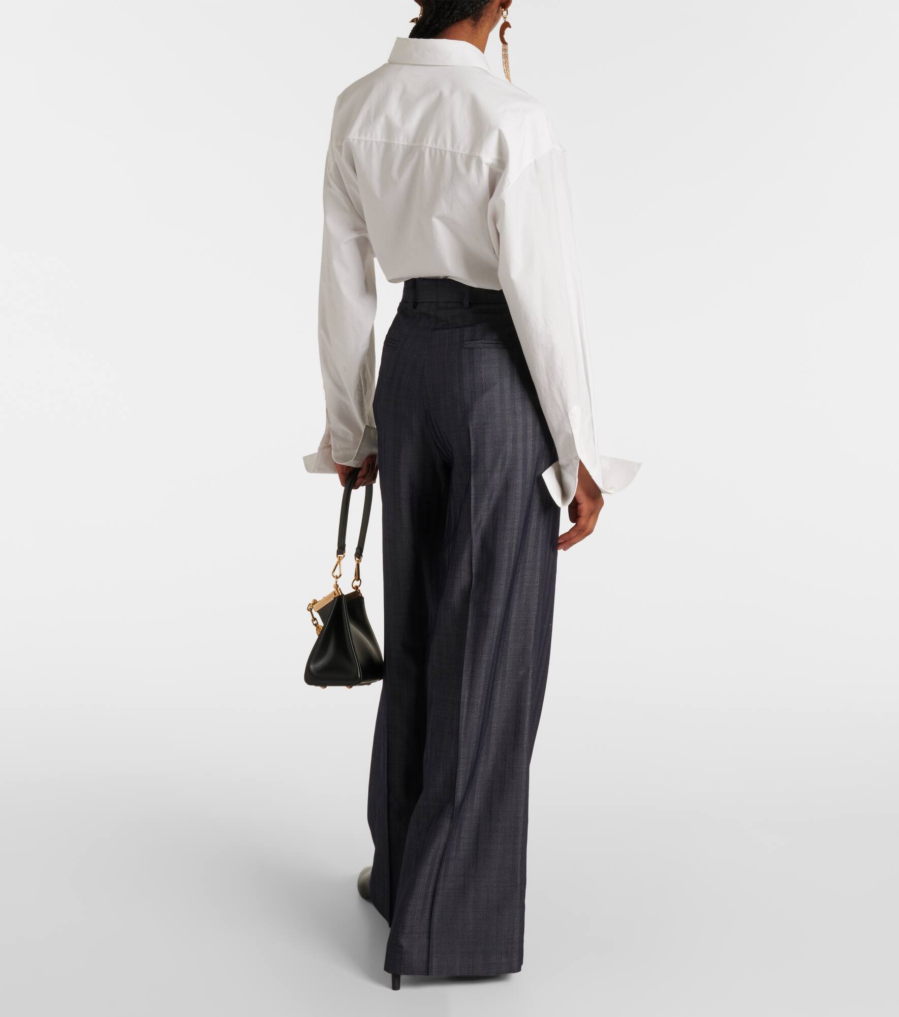 Pleated wool-blend wide-leg pants - 3