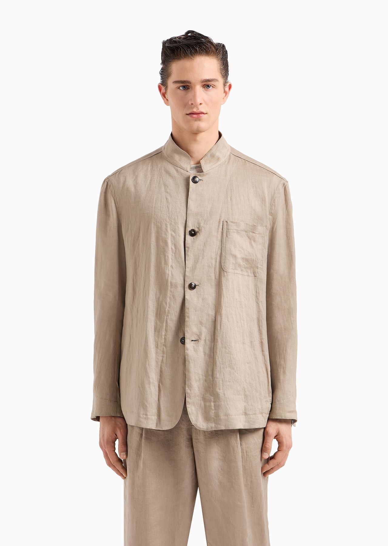 Single-breasted, linen canvas jacket - 2