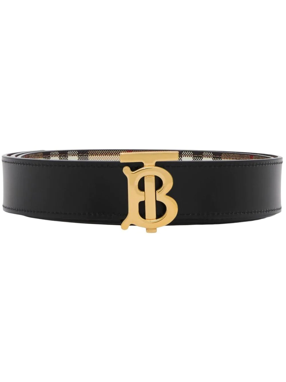 TB monogram plaque check belt - 1