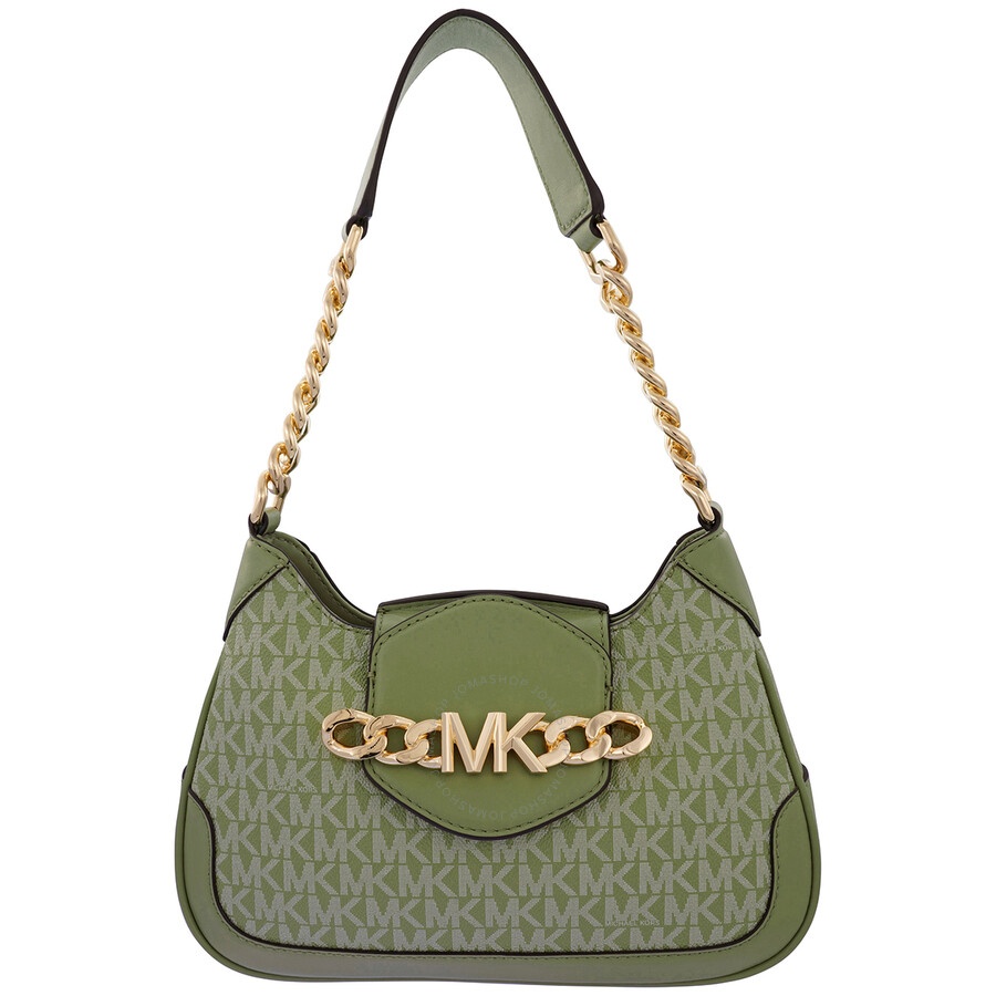 Michael Kors - Open Box - Michael Kors Signature Logo-print Small Hally Shoulder Bag - Light Sage - 1