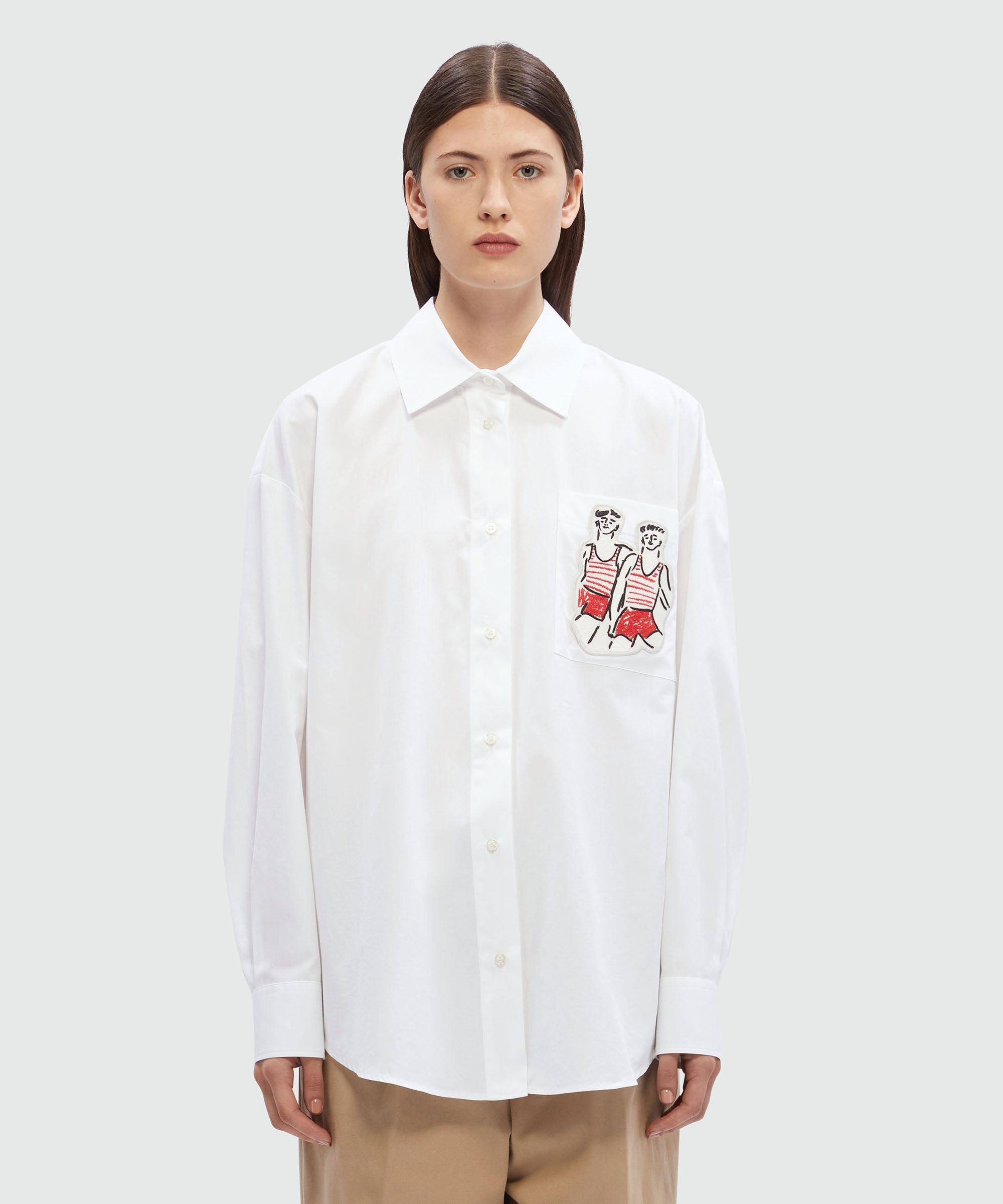 White poplin shirt with "Two Sailors" embroidery Luke Edward Hall x MSGM - 2