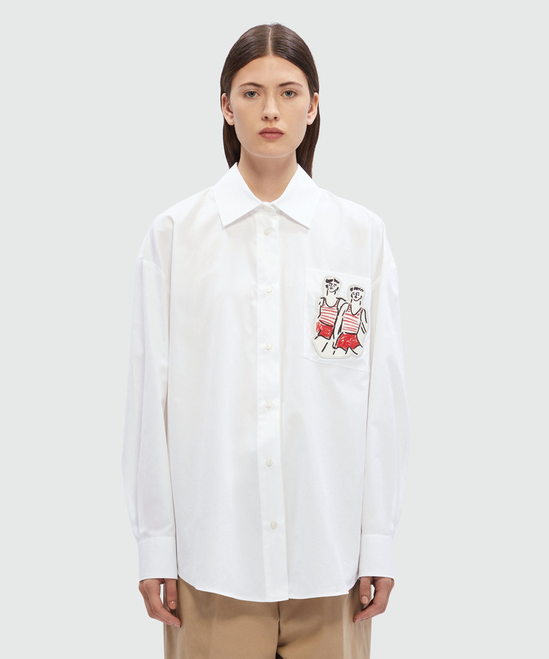 MSGM White poplin shirt with "Two Sailors" embroidery Luke Edward Hall x MSGM outlook