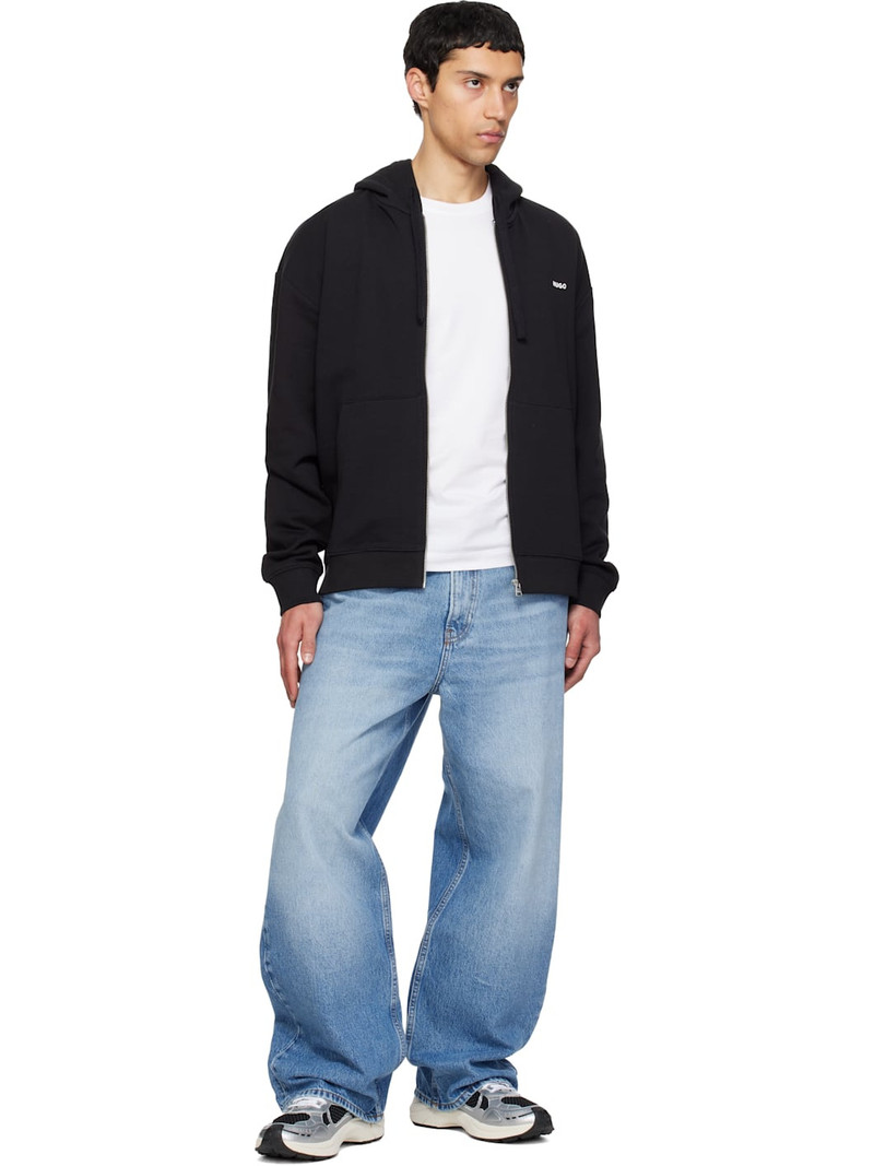 HUGO Silver & Black Mesh Faux-Leather Sneakers outlook