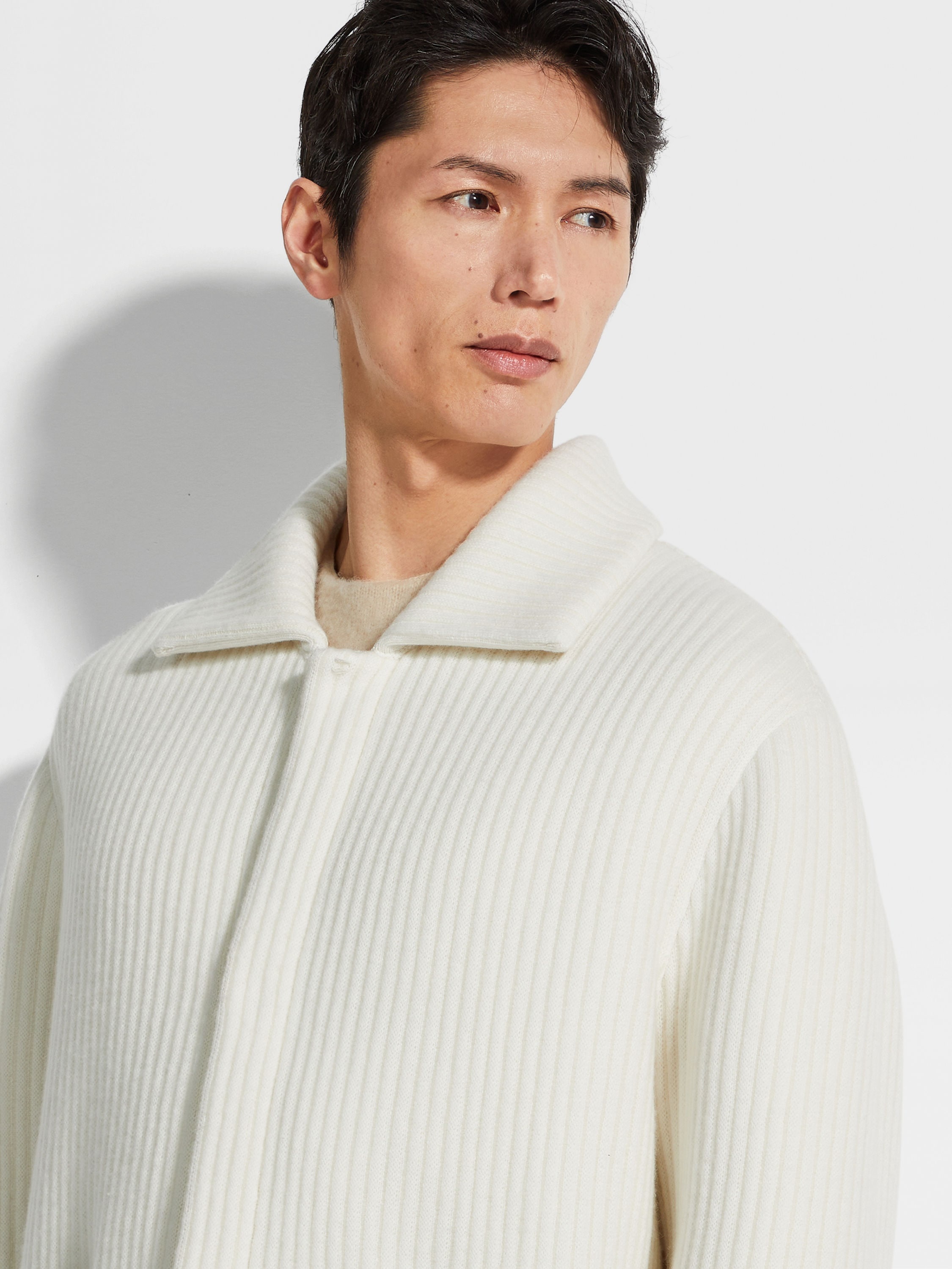 WHITE WOOL AND CASHMERE CHORE JACKET - 2