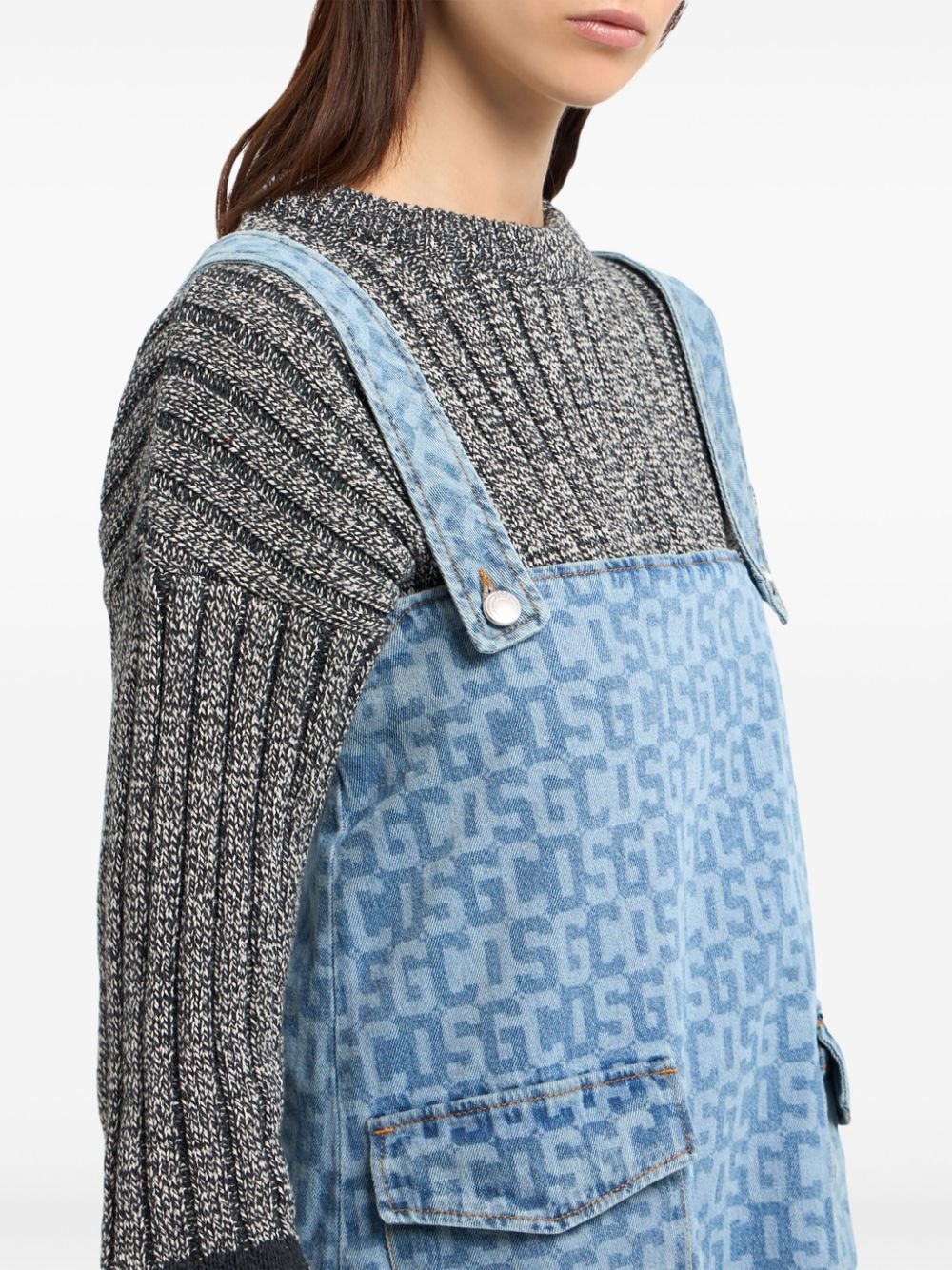 monogram denim dress - 5