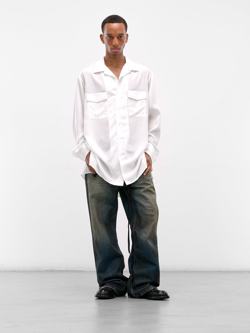 Yohji Yamamoto White Oversized Pocket Button-Up Shirt outlook