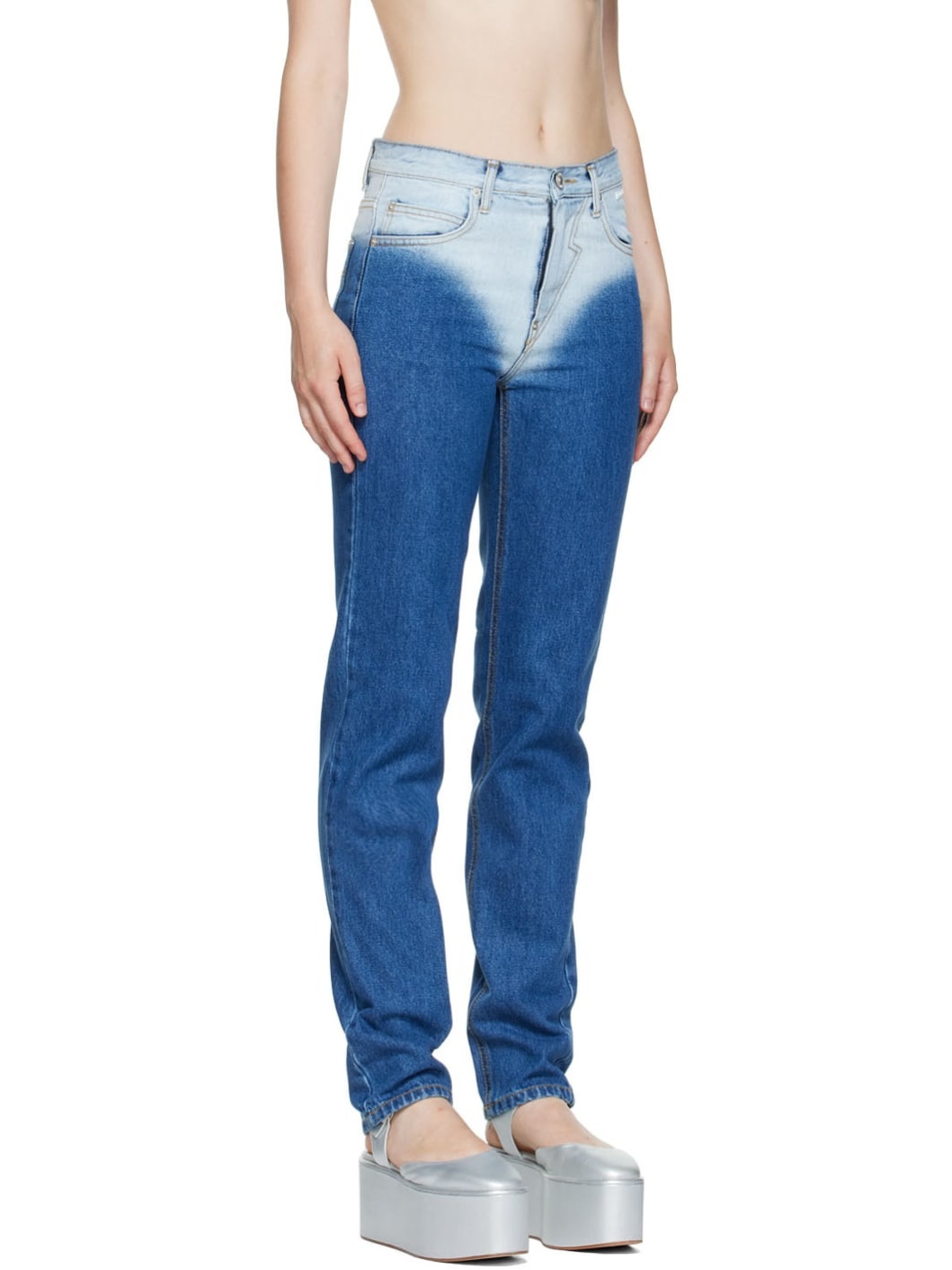 Blue Washed Straight Jeans - 2