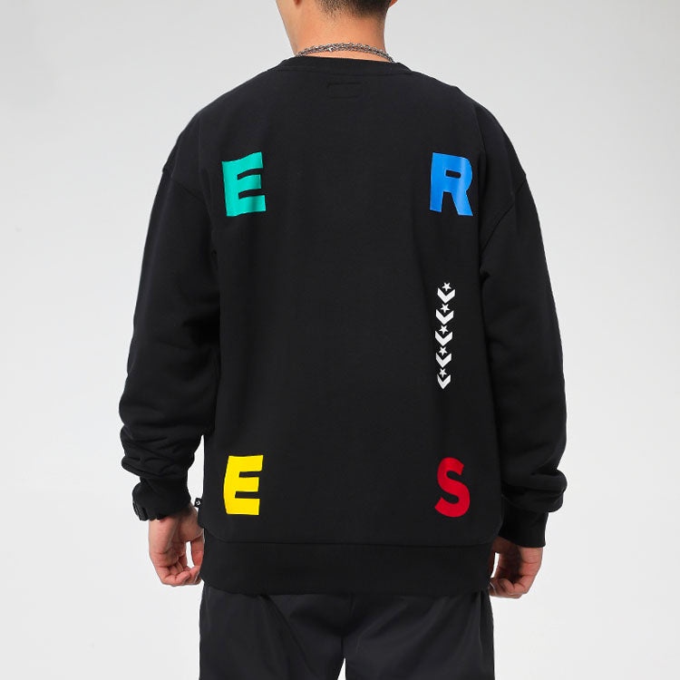 Converse Sports Contrast Letter Print Crew Neck Sweatshirt 'Black' 10022414-A01 - 5