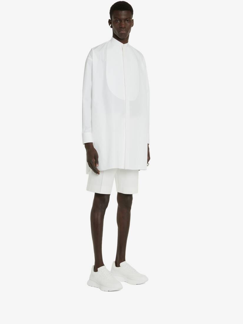 Men's Cotton Silk Oversized Shirt in White - 3