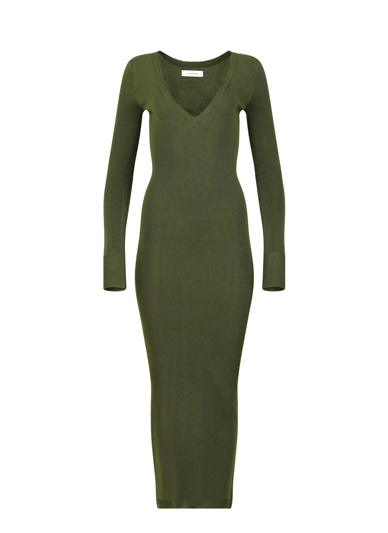 LONG SLEEVE V NECK MIDI MOSS - 1