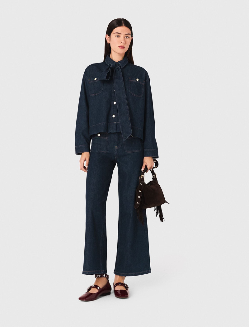 maje Denim jacket with bow outlook
