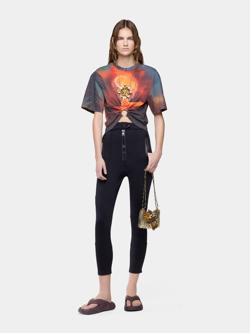 T-SHIRT IN FIREWORK-PRINTED COTTON WITH SIGNATURE PIERCING DETAIL 1