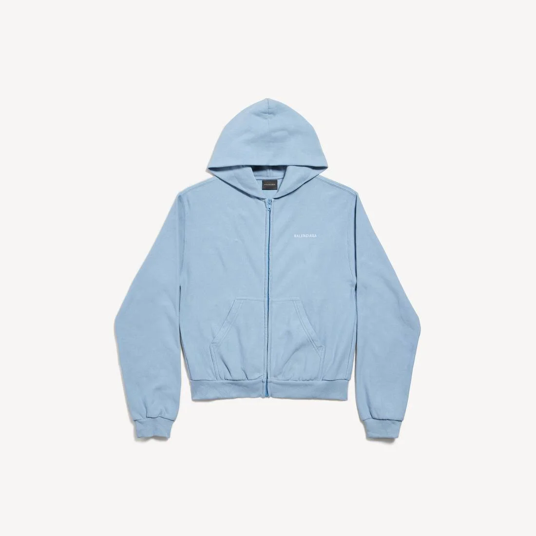 Women's Balenciaga Back Zip-up Hoodie Regular Fit in Light Blue/white - 1