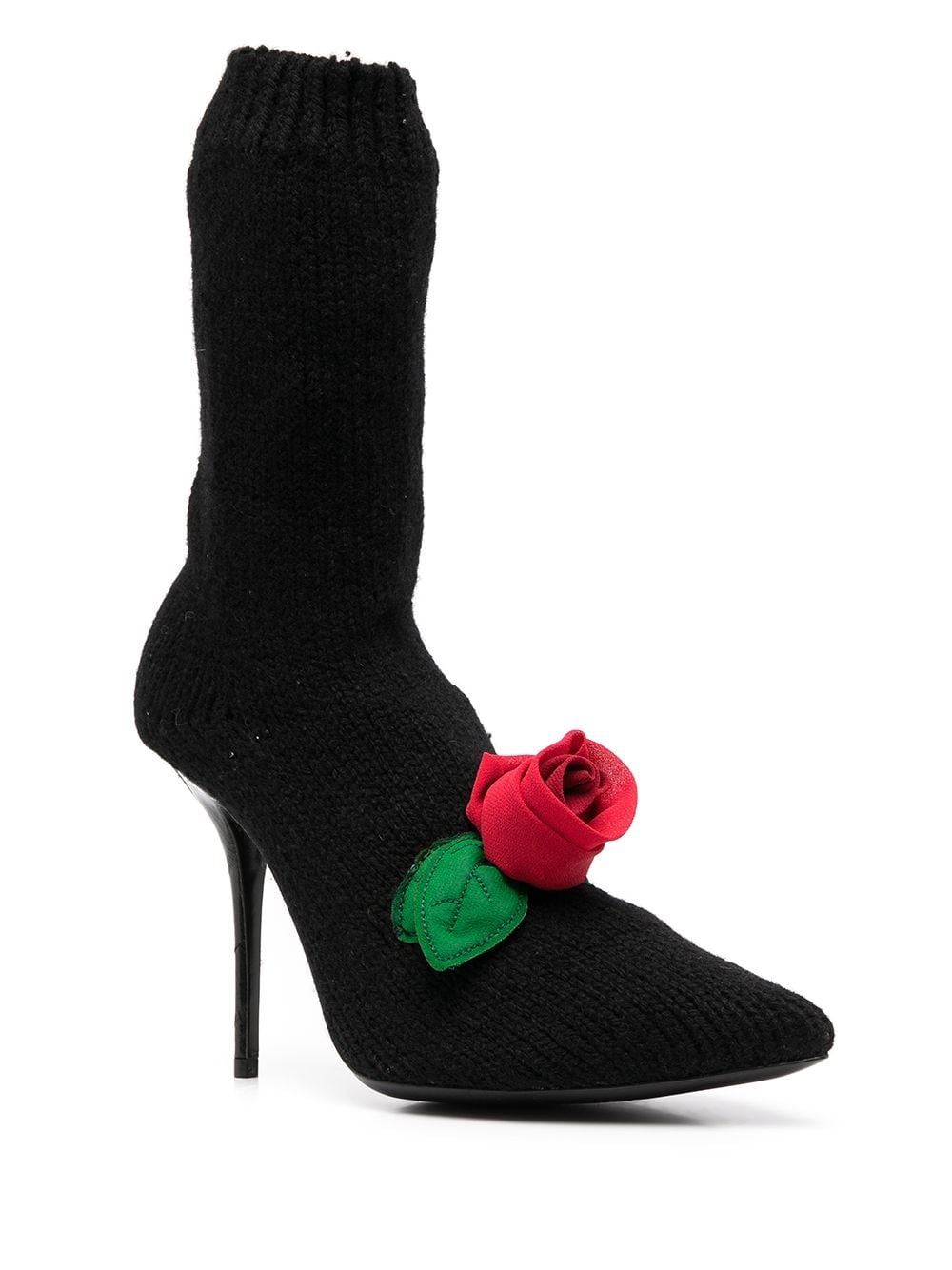 knitted style rose calf boots - 2