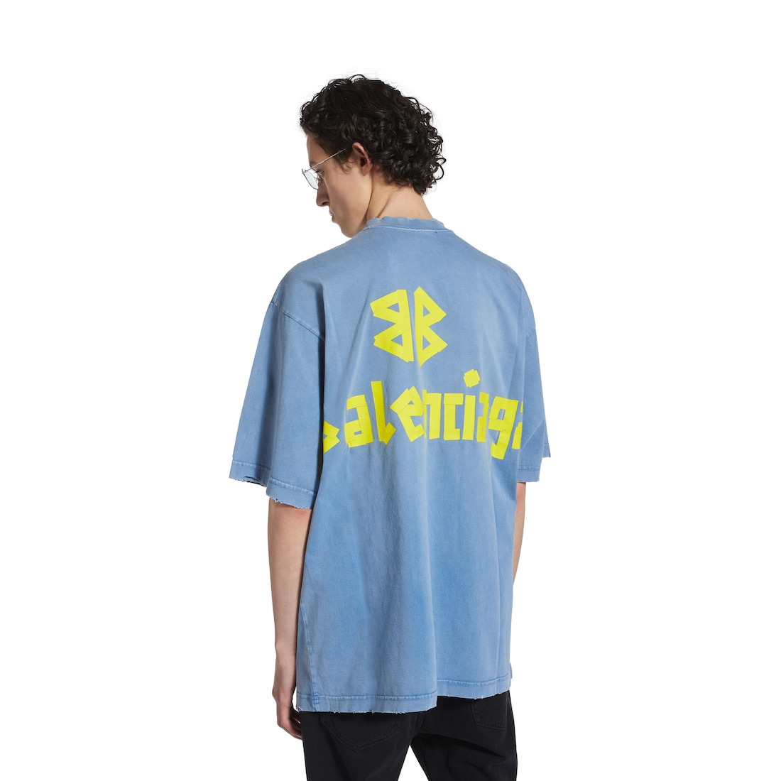 Men's Tape Type T-shirt Medium Fit in Faded Blue - 6