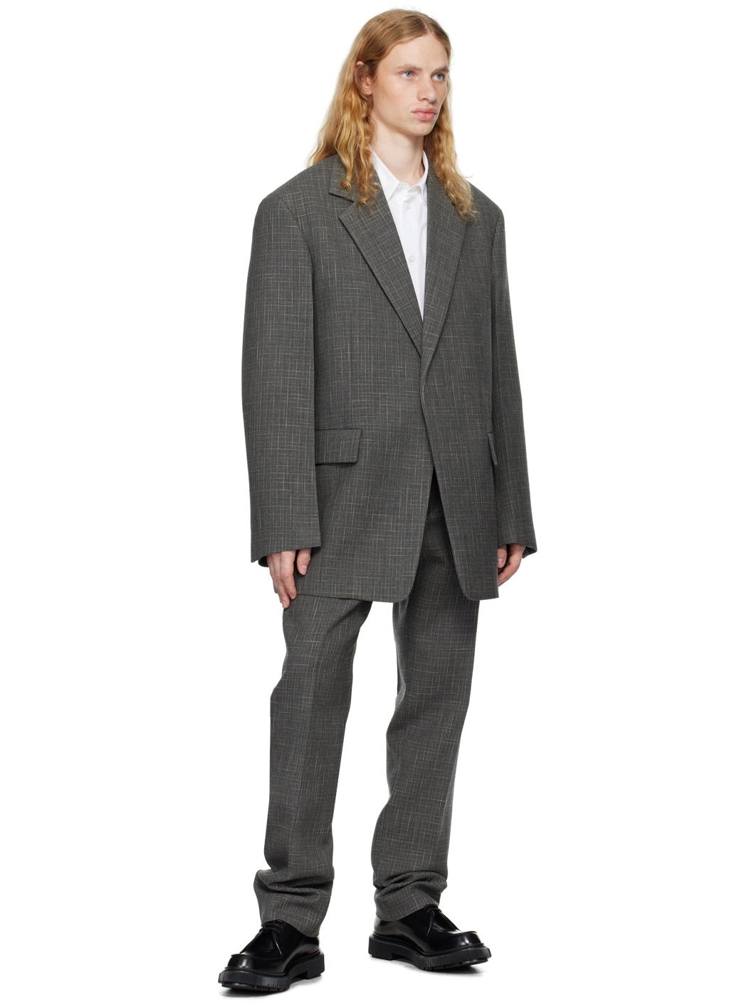 Gray Virgin Wool Blazer - 4