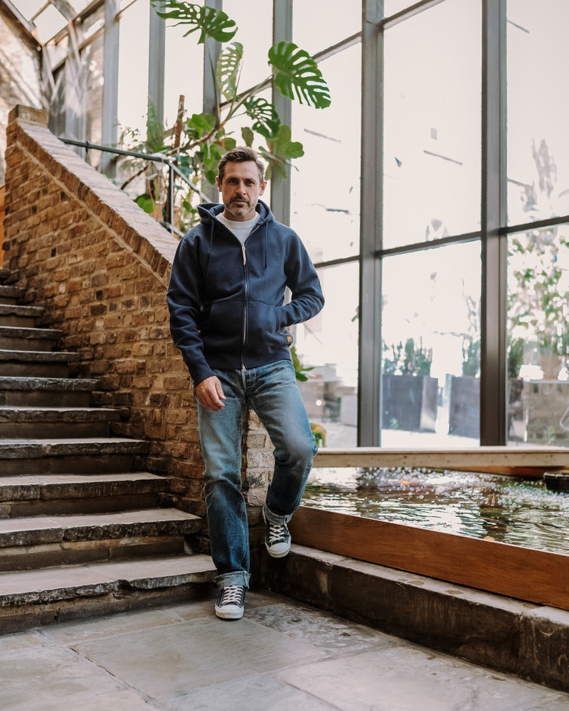 14OZ ULTRA HEAVYWEIGHT LOOPWHEEL COTTON ZIP UP HOODIE - NAVY 4