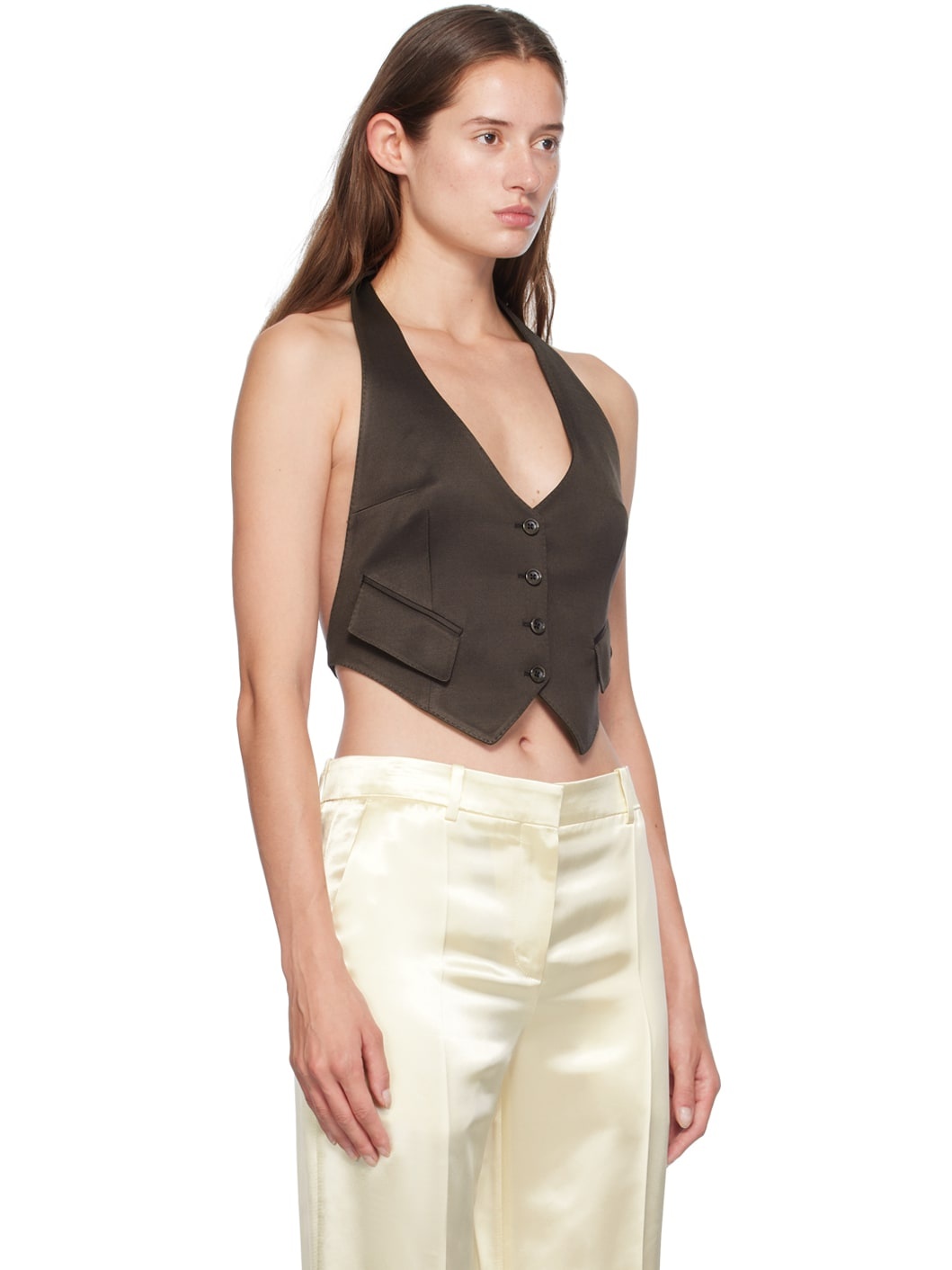 Brown Open Back Vest - 2