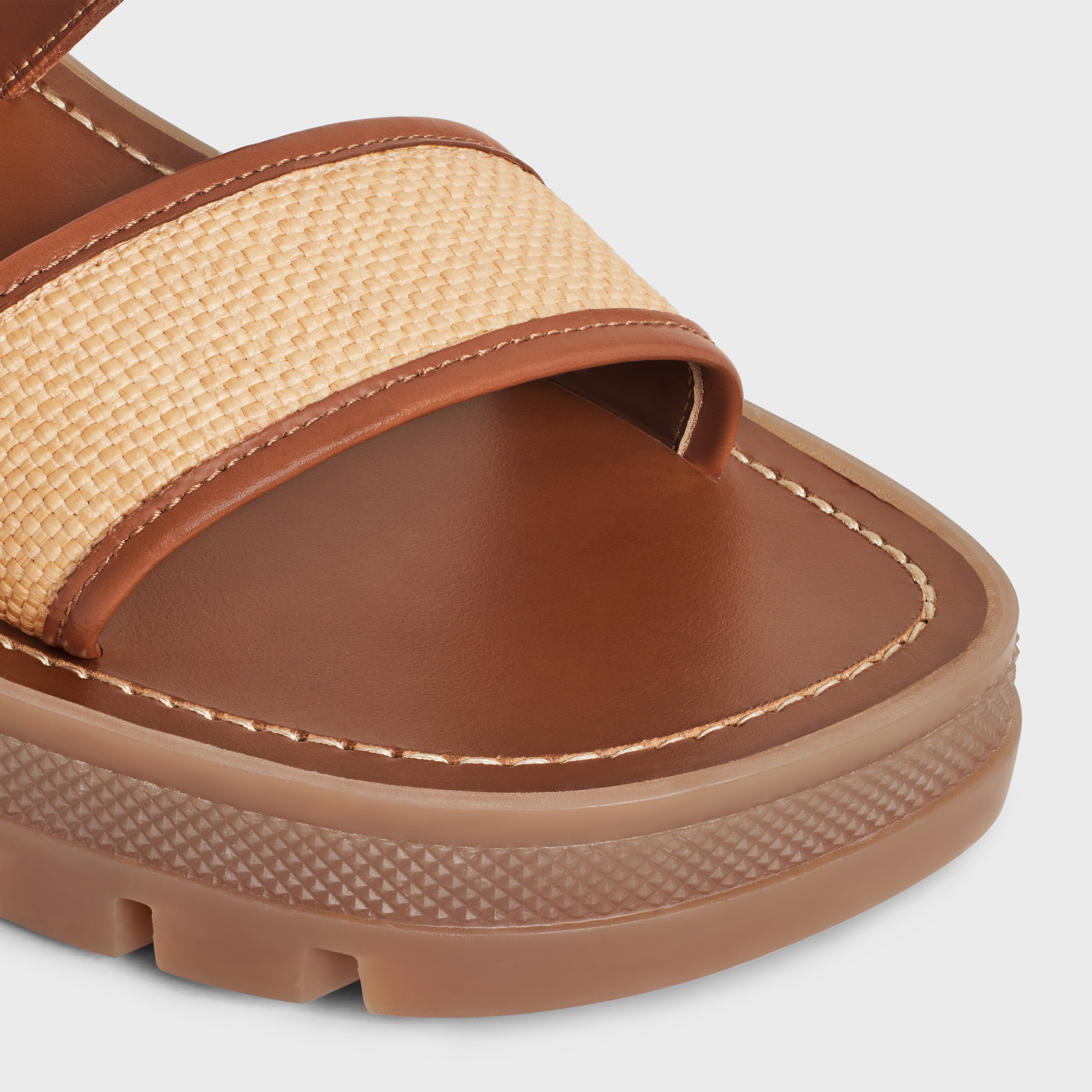 CELINE CLEA TRIOMPHE SANDAL in Raffia & Calfskin - 4