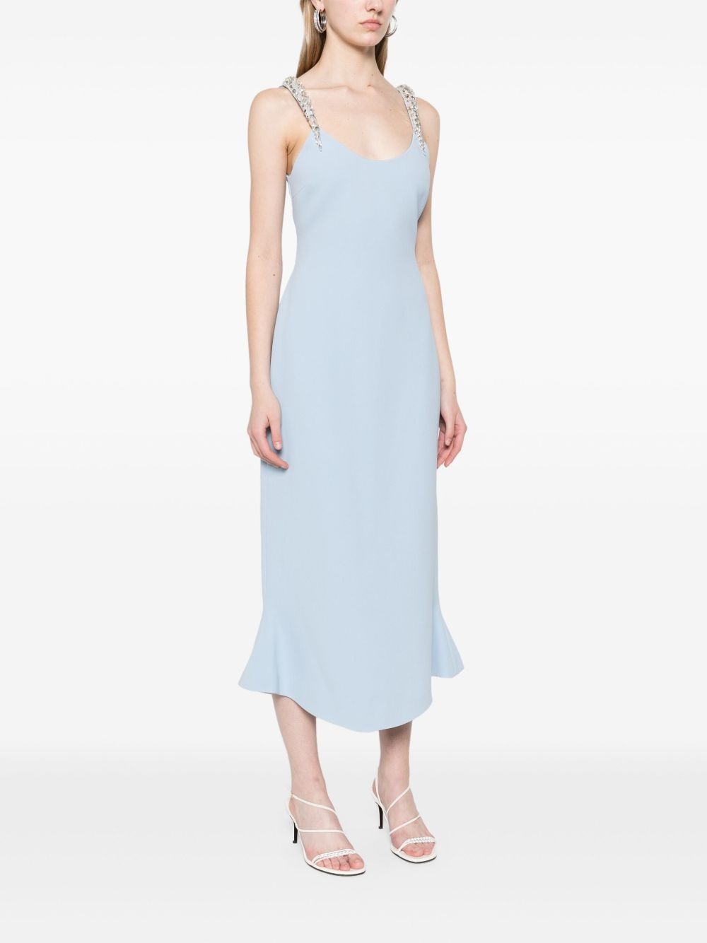 crystal claw-embroidered flounce dress - 3