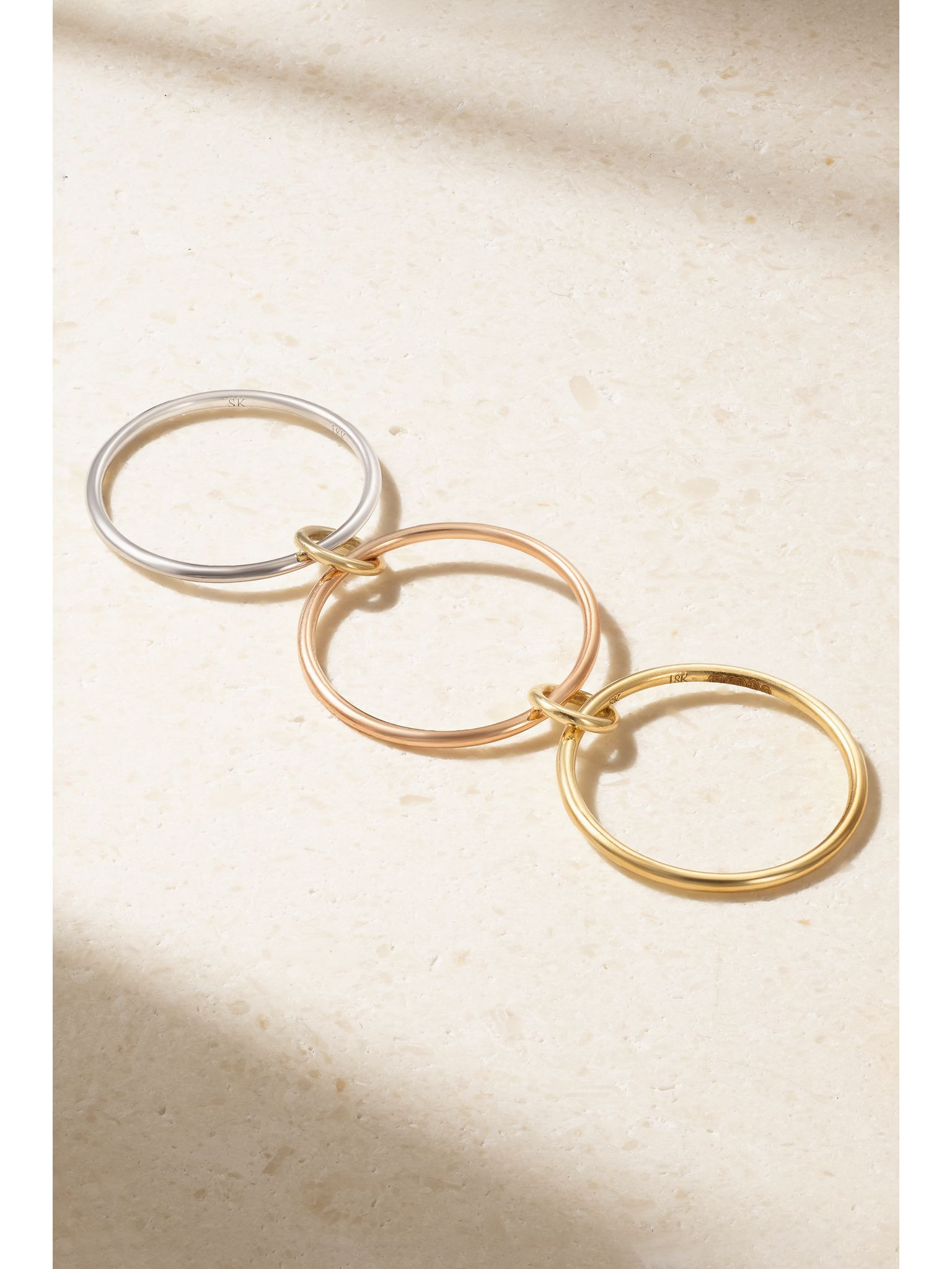 Cyllene set of three 18-karat yellow, white and rose gold rings Gold - 3