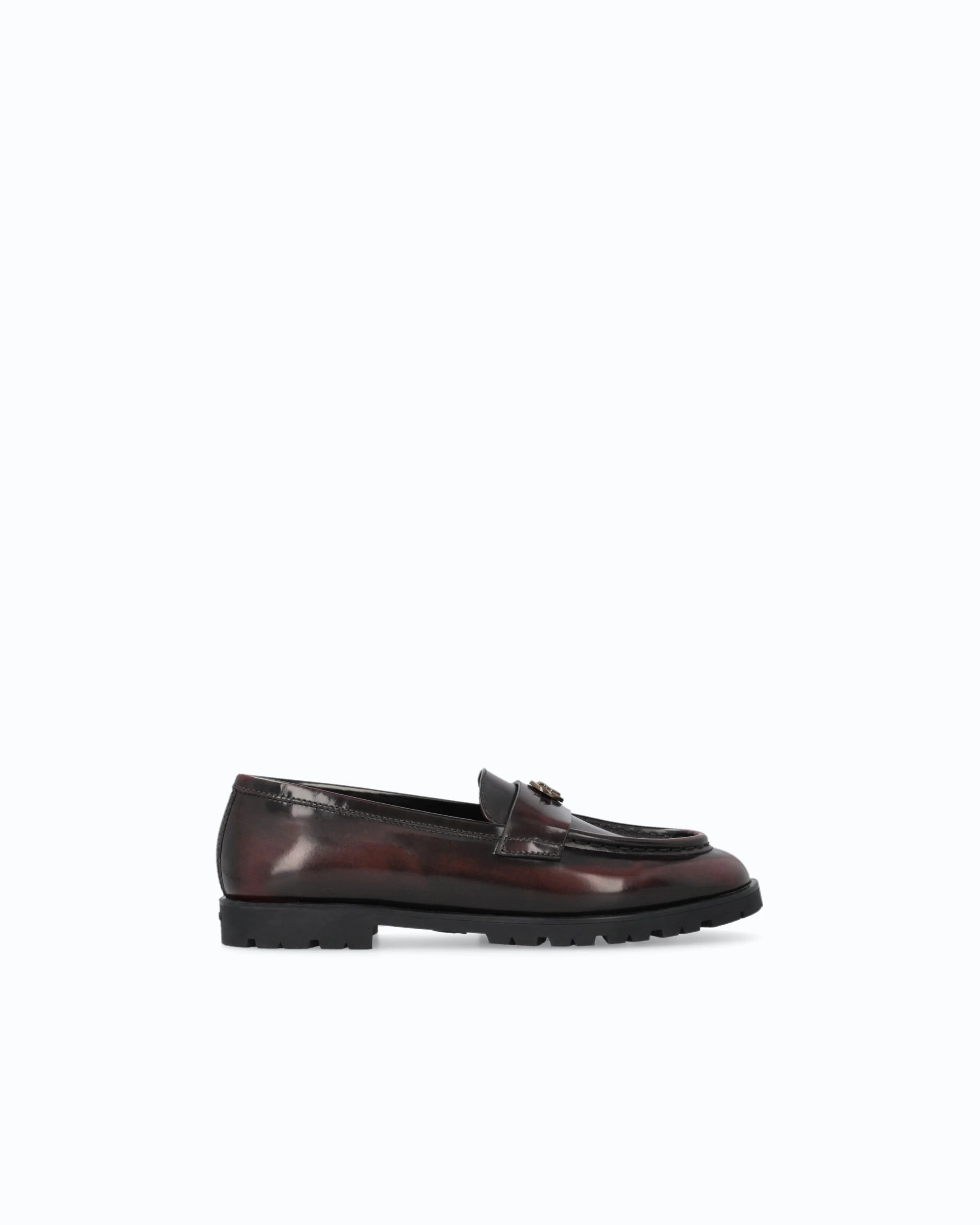 LEATHER LOAFER WITH LOGO AND LUG SOLE - 1