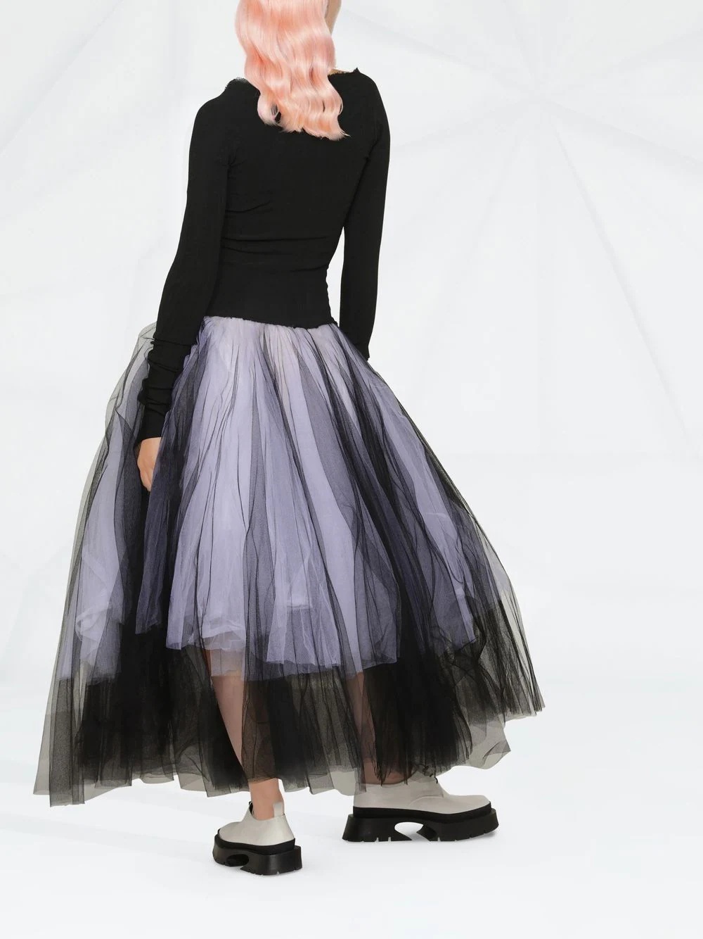two-tone tulle midi dress - 3