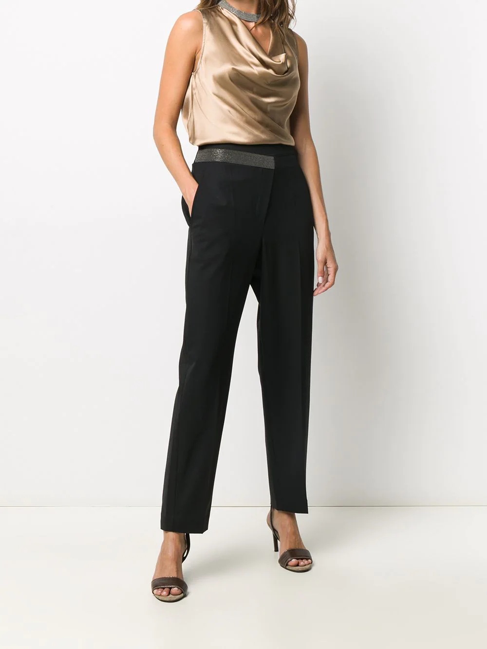 brass-embellished tailored trousers - 2